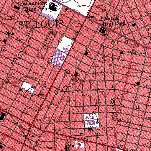 Topographic Map of Columbia Elementary Community Education Center, MO