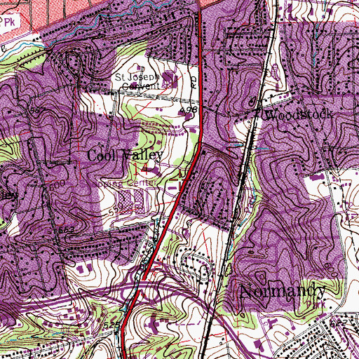 Topographic Map of Cool Valley Elementary School, MO