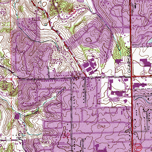 Topographic Map of Crestview Middle School, MO
