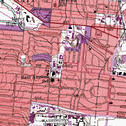 Topographic Map of Delmar Harvard Elementary School (historical), MO