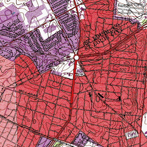 Topographic Map of Earl Nance Senior Elementary School, MO