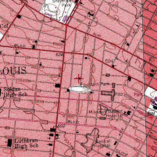 Topographic Map of Euclid Montessori School, MO