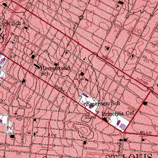 Topographic Map of Ford Branch Elementary Community Education Center, MO