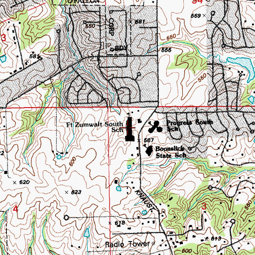 Topographic Map of Fort Zumwalt South Middle School, MO