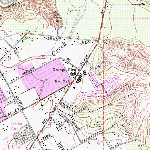 Topographic Map of Orange Glen Elementary School, CA