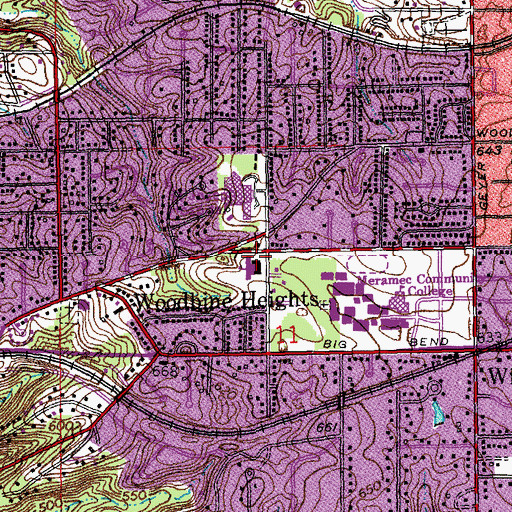 Topographic Map of George R Robinson Elementary School, MO