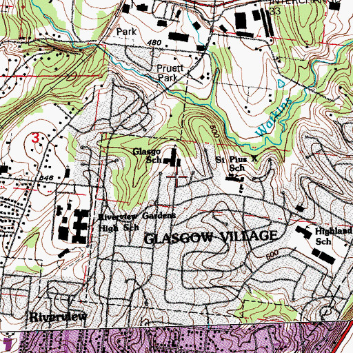 Topographic Map of Glasgow Elementary School, MO