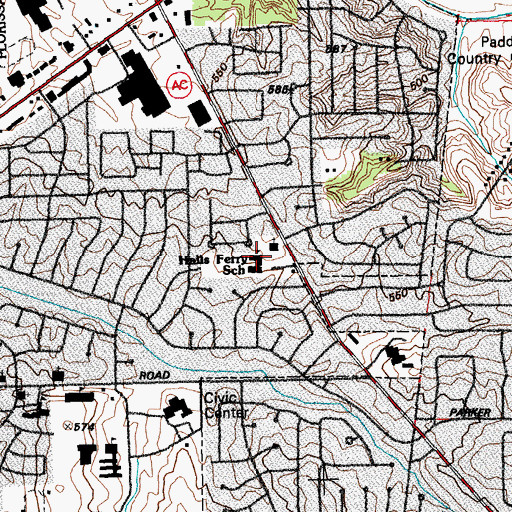 Topographic Map of Halls Ferry Elementary School, MO