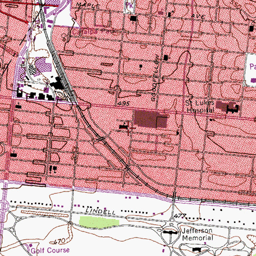 Topographic Map of Hamilton Elementary Community Education Center, MO