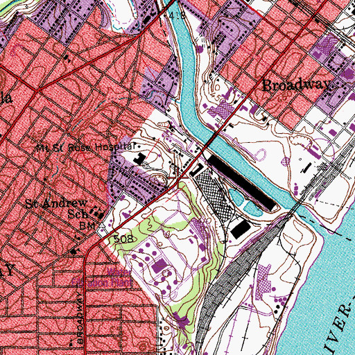 Topographic Map of Hancock Place Elementary School, MO