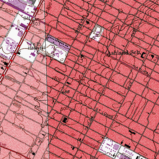 Topographic Map of Hickey Elementary School, MO