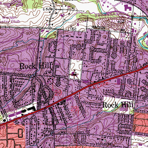 Topographic Map of Hudson Elementary School, MO