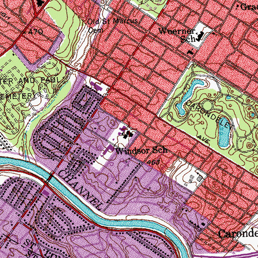 Topographic Map of Immaculate Heart of Mary Catholic School, MO