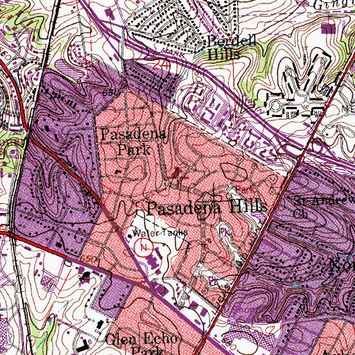 Topographic Map of Jefferson Elementary School, MO