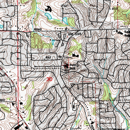 Topographic Map of Jury Elementary School, MO