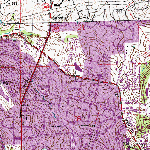 Topographic Map of Kehrs Mill Elementary School, MO