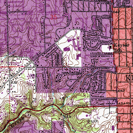 Topographic Map of Kirkwood Senior High School, MO