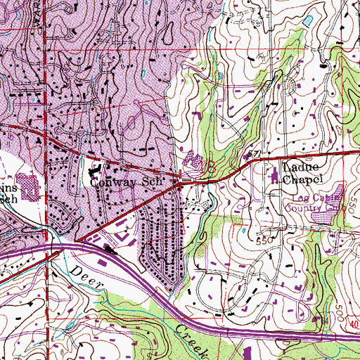 Topographic Map of Ladue Middle School, MO