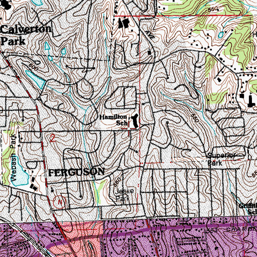Topographic Map of Lee Hamilton Elementary School, MO