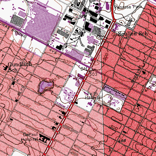 Topographic Map of Lexington Elementary School, MO