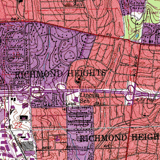 Topographic Map of Little Flower Catholic School, MO
