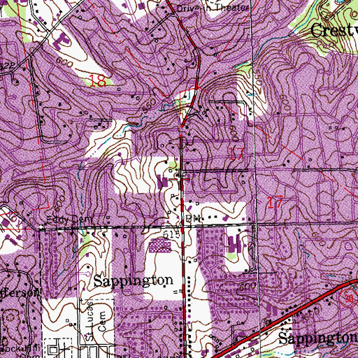 Topographic Map of Long Elementary School, MO