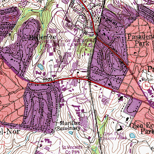 Topographic Map of Lucas Crossing Elementary Complex School, MO