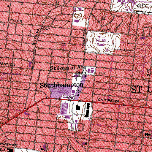 Topographic Map of Mallinckrodt Elementary School, MO