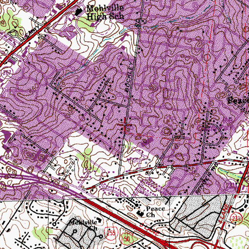Topographic Map of Margaret Buerkle Middle School, MO