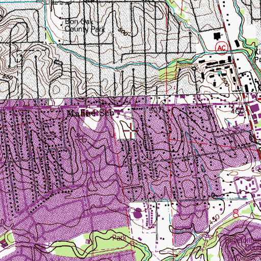 Topographic Map of Moline Elementary School, MO