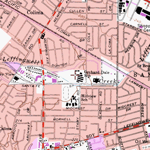 Topographic Map of Orchard Dale Elementary School, CA