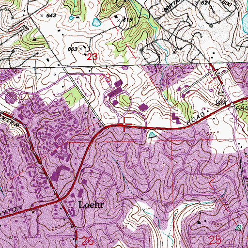 Topographic Map of West High School, MO
