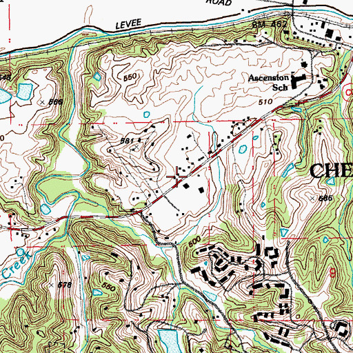 Topographic Map of Wild Horse Elementary School, MO