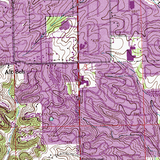 Topographic Map of Woerther Elementary School, MO