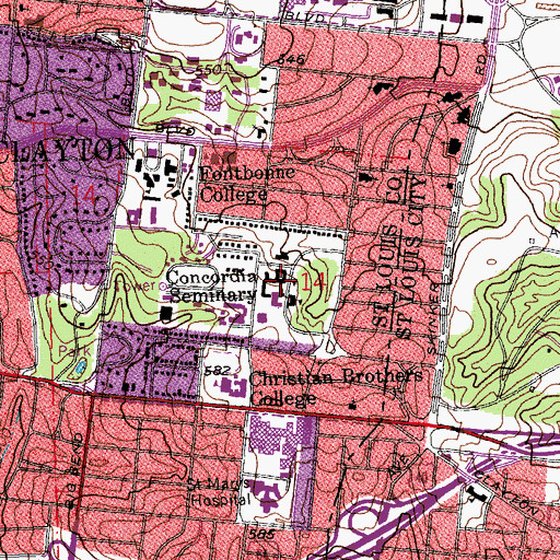 Topographic Map of Luther Tower, MO