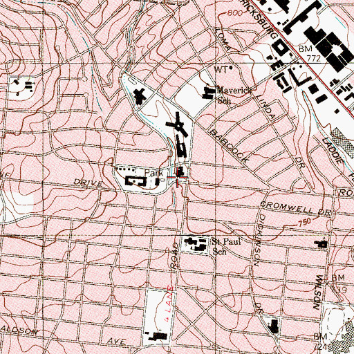 Topographic Map of Stake Genealogy Library, TX