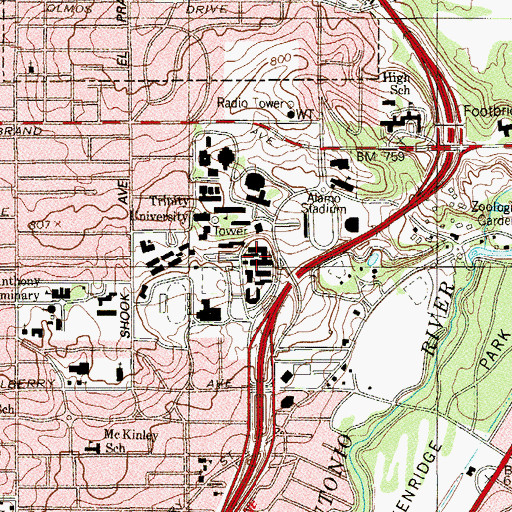 Topographic Map of Winn Residence Hall, TX