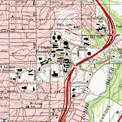 Topographic Map of Witt Reception Center, TX