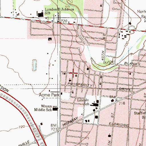 Topographic Map of Alpha Joy Temple, TX