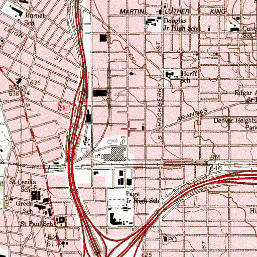 Topographic Map of Asamblea Ecos del Calvario, TX