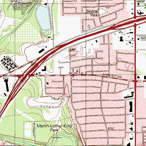 Topographic Map of Ball Tabernacle African Methodist Episcopal Church, TX