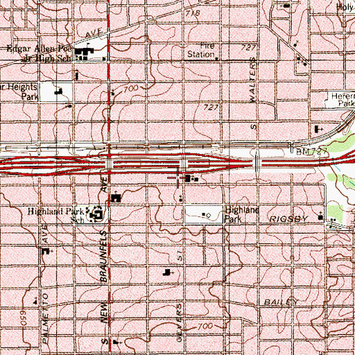 Topographic Map of Baptist Temple Church, TX