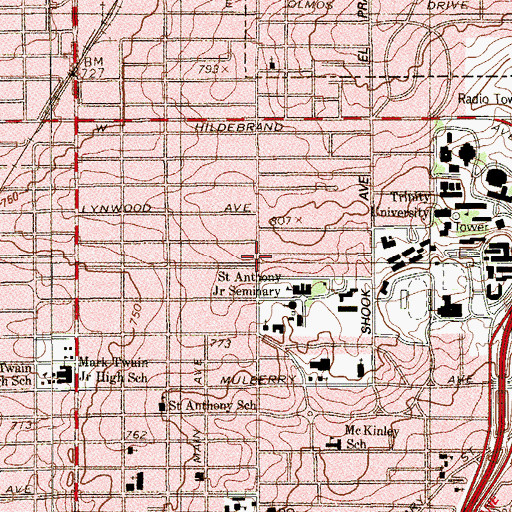 Topographic Map of Bethany Community Church, TX