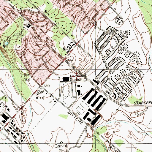 Topographic Map of Blossom Christian Fellowship Church, TX