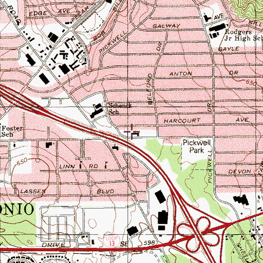 Topographic Map of Brookhill Baptist Church, TX