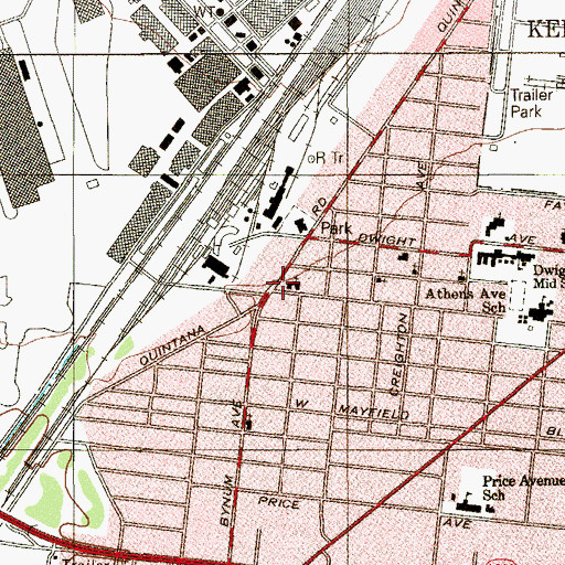 Topographic Map of Browning United Methodist Church, TX