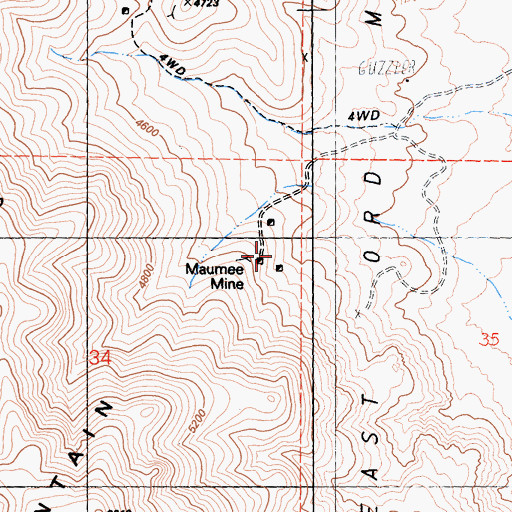 Topographic Map of Ord Mountains, CA