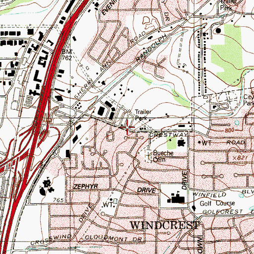 Topographic Map of Calvary Baptist Church, TX