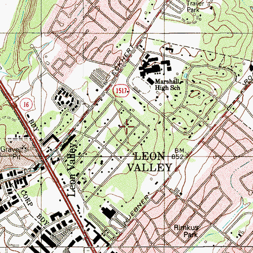 Topographic Map of Church of God Central Spanish Region, TX