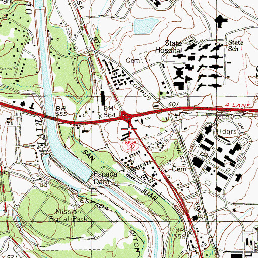 Topographic Map of Church of God of Denver Heights, TX